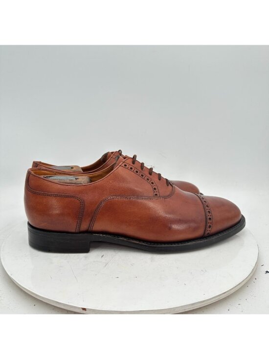 Barker Men Sz 7 US 8 Brown Tan Leather Brogue Cap Toe Lace Up Oxford Dress Shoes